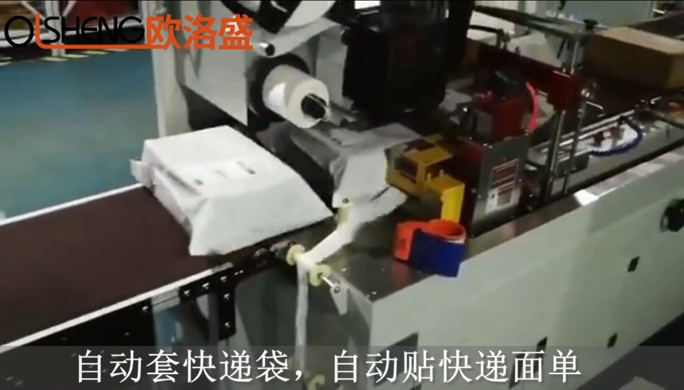 電商物流使用自動(dòng)套快遞袋自動(dòng)貼快遞面單案例視頻