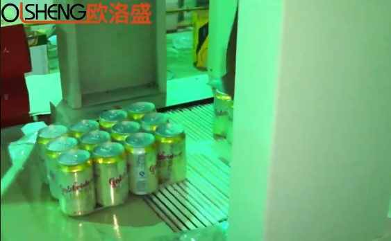 罐裝啤酒采用無底托袖口熱收縮包裝機(jī)包裝視頻